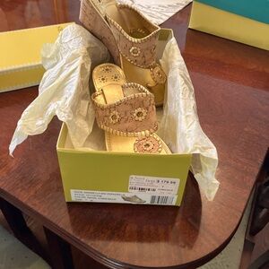 Jack Rogers Gold Wedge Sandals